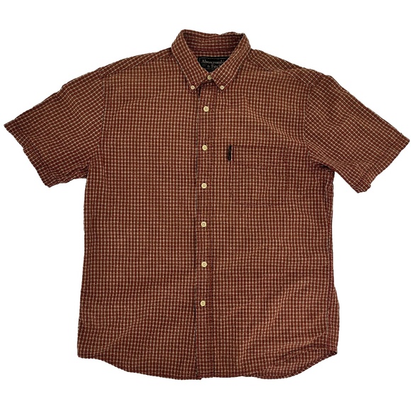 Abercrombie & Fitch Other - Abercrombie &‎ Fitch Mens M Button Down Shirt Red All Over Grid Waffle Texture